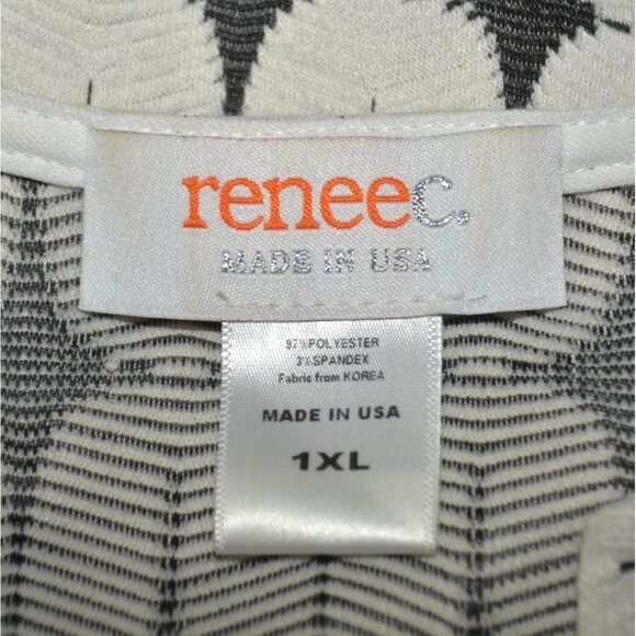 Renee C. Women's White Sleeveless Sheath Mod Style Dress Plus Size 1XL Geometric - Picture 7 of 8